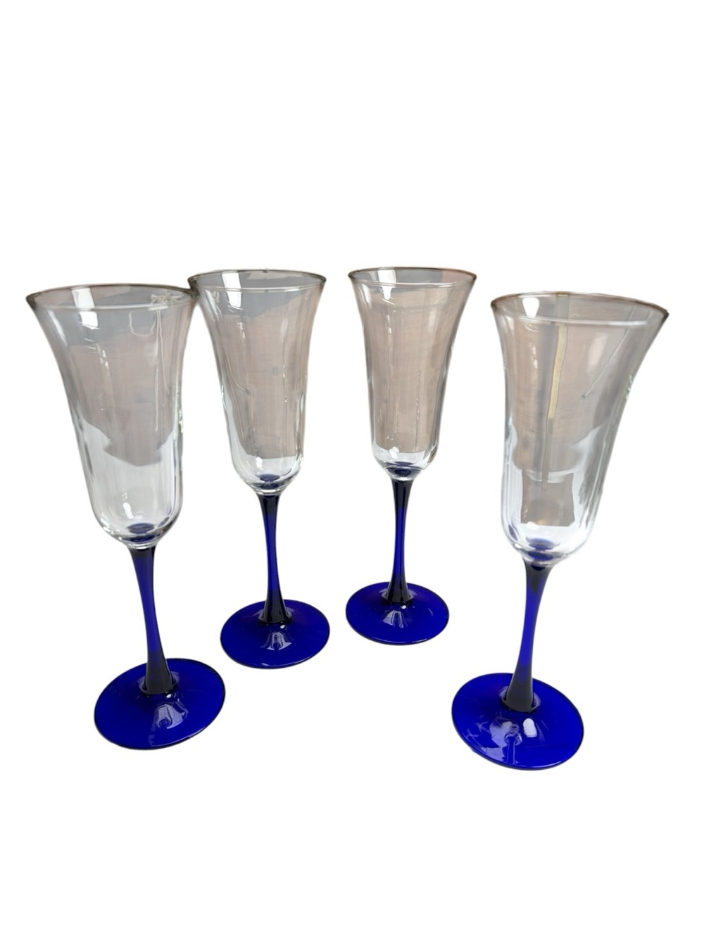 Cobalt Stem Champagne Flutes - Set of 4